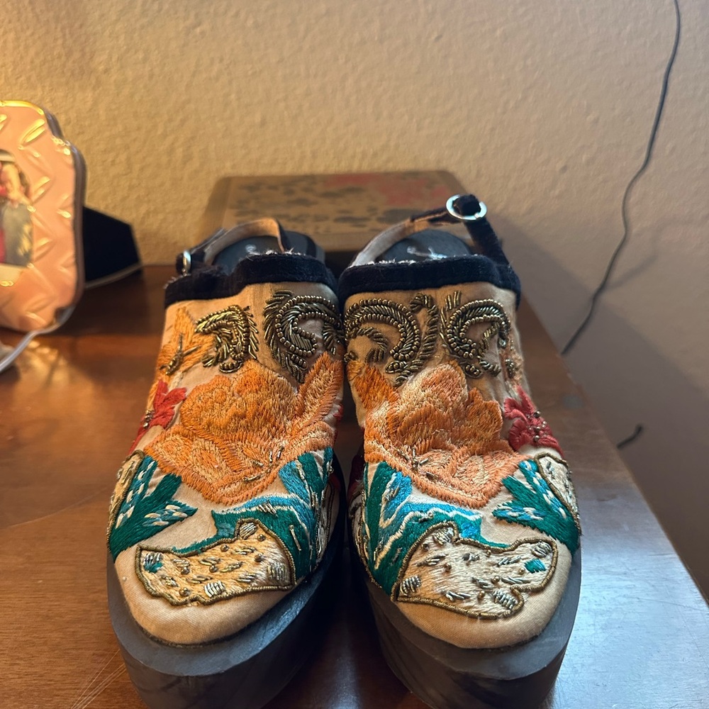 Free People Embroidered Mules - Multicolor